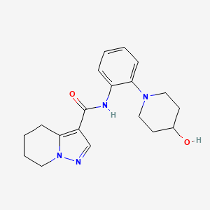 molecular formula C19H24N4O2 B7150632 N-[2-(4-hydroxypiperidin-1-yl)phenyl]-4,5,6,7-tetrahydropyrazolo[1,5-a]pyridine-3-carboxamide 
