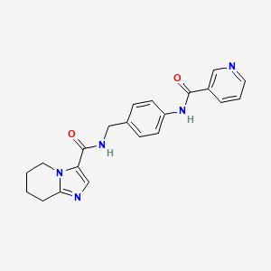 molecular formula C21H21N5O2 B7150642 N-[[4-(pyridine-3-carbonylamino)phenyl]methyl]-5,6,7,8-tetrahydroimidazo[1,2-a]pyridine-3-carboxamide 