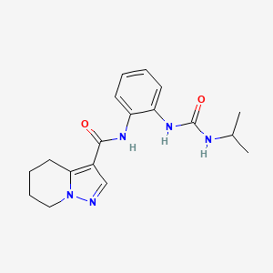 molecular formula C18H23N5O2 B7150677 N-[2-(propan-2-ylcarbamoylamino)phenyl]-4,5,6,7-tetrahydropyrazolo[1,5-a]pyridine-3-carboxamide 