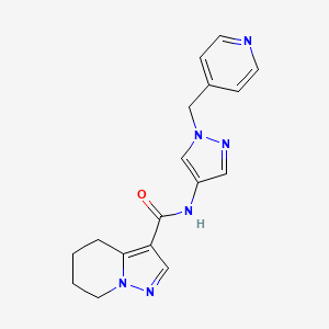 molecular formula C17H18N6O B7150689 N-[1-(pyridin-4-ylmethyl)pyrazol-4-yl]-4,5,6,7-tetrahydropyrazolo[1,5-a]pyridine-3-carboxamide 