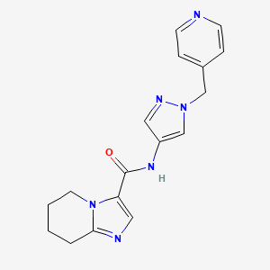 molecular formula C17H18N6O B7150701 N-[1-(pyridin-4-ylmethyl)pyrazol-4-yl]-5,6,7,8-tetrahydroimidazo[1,2-a]pyridine-3-carboxamide 