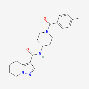 molecular formula C21H26N4O2 B7150707 N-[1-(4-methylbenzoyl)piperidin-4-yl]-4,5,6,7-tetrahydropyrazolo[1,5-a]pyridine-3-carboxamide 