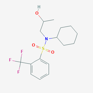 molecular formula C16H22F3NO3S B7150741 N-cyclohexyl-N-(2-hydroxypropyl)-2-(trifluoromethyl)benzenesulfonamide 