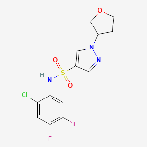 molecular formula C13H12ClF2N3O3S B7150841 N-(2-chloro-4,5-difluorophenyl)-1-(oxolan-3-yl)pyrazole-4-sulfonamide 