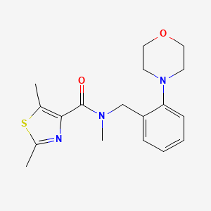 molecular formula C18H23N3O2S B7150868 N,2,5-trimethyl-N-[(2-morpholin-4-ylphenyl)methyl]-1,3-thiazole-4-carboxamide 