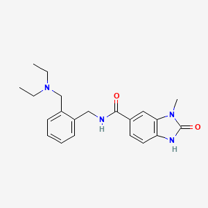 molecular formula C21H26N4O2 B7150882 N-[[2-(diethylaminomethyl)phenyl]methyl]-3-methyl-2-oxo-1H-benzimidazole-5-carboxamide 