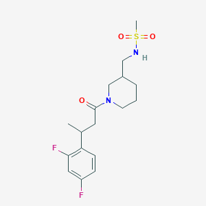 molecular formula C17H24F2N2O3S B7150933 N-[[1-[3-(2,4-difluorophenyl)butanoyl]piperidin-3-yl]methyl]methanesulfonamide 