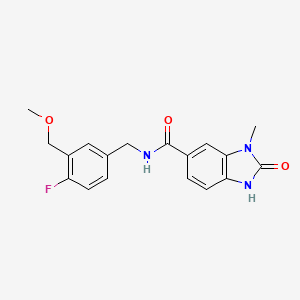 molecular formula C18H18FN3O3 B7151015 N-[[4-fluoro-3-(methoxymethyl)phenyl]methyl]-3-methyl-2-oxo-1H-benzimidazole-5-carboxamide 