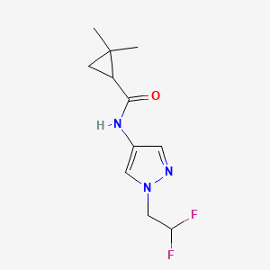 molecular formula C11H15F2N3O B7151124 N-[1-(2,2-difluoroethyl)pyrazol-4-yl]-2,2-dimethylcyclopropane-1-carboxamide 