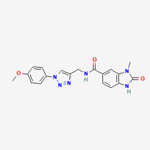 molecular formula C19H18N6O3 B7151183 N-[[1-(4-methoxyphenyl)triazol-4-yl]methyl]-3-methyl-2-oxo-1H-benzimidazole-5-carboxamide 