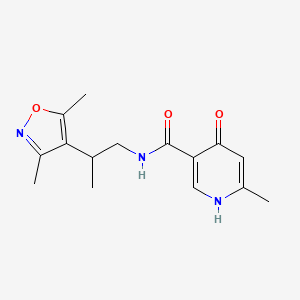 molecular formula C15H19N3O3 B7151294 N-[2-(3,5-dimethyl-1,2-oxazol-4-yl)propyl]-6-methyl-4-oxo-1H-pyridine-3-carboxamide 