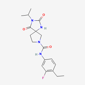 molecular formula C18H23FN4O3 B7151328 N-(4-ethyl-3-fluorophenyl)-2,4-dioxo-3-propan-2-yl-1,3,7-triazaspiro[4.4]nonane-7-carboxamide 