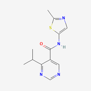 molecular formula C12H14N4OS B7151358 N-(2-methyl-1,3-thiazol-5-yl)-4-propan-2-ylpyrimidine-5-carboxamide 