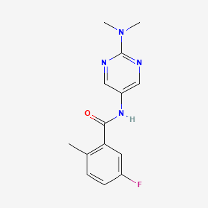 molecular formula C14H15FN4O B7151370 N-[2-(dimethylamino)pyrimidin-5-yl]-5-fluoro-2-methylbenzamide 