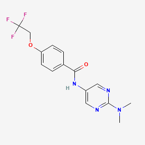 molecular formula C15H15F3N4O2 B7151372 N-[2-(dimethylamino)pyrimidin-5-yl]-4-(2,2,2-trifluoroethoxy)benzamide 