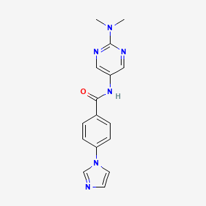 molecular formula C16H16N6O B7151379 N-[2-(dimethylamino)pyrimidin-5-yl]-4-imidazol-1-ylbenzamide 