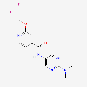 molecular formula C14H14F3N5O2 B7151386 N-[2-(dimethylamino)pyrimidin-5-yl]-2-(2,2,2-trifluoroethoxy)pyridine-4-carboxamide 