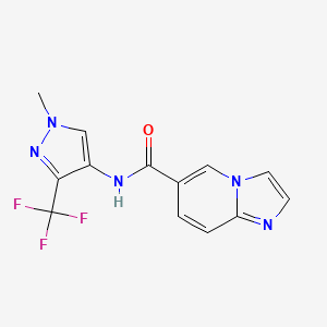molecular formula C13H10F3N5O B7151489 N-[1-methyl-3-(trifluoromethyl)pyrazol-4-yl]imidazo[1,2-a]pyridine-6-carboxamide 