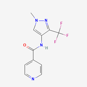 molecular formula C11H9F3N4O B7151496 N-[1-methyl-3-(trifluoromethyl)pyrazol-4-yl]pyridine-4-carboxamide 