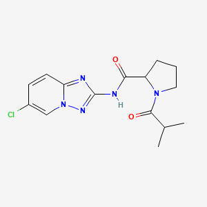 molecular formula C15H18ClN5O2 B7151503 N-(6-chloro-[1,2,4]triazolo[1,5-a]pyridin-2-yl)-1-(2-methylpropanoyl)pyrrolidine-2-carboxamide 