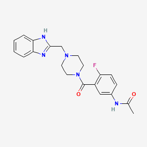 molecular formula C21H22FN5O2 B7151521 N-[3-[4-(1H-benzimidazol-2-ylmethyl)piperazine-1-carbonyl]-4-fluorophenyl]acetamide 