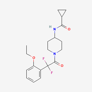 molecular formula C19H24F2N2O3 B7151596 N-[1-[2-(2-ethoxyphenyl)-2,2-difluoroacetyl]piperidin-4-yl]cyclopropanecarboxamide 