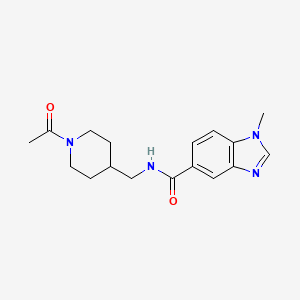 molecular formula C17H22N4O2 B7151693 N-[(1-acetylpiperidin-4-yl)methyl]-1-methylbenzimidazole-5-carboxamide 