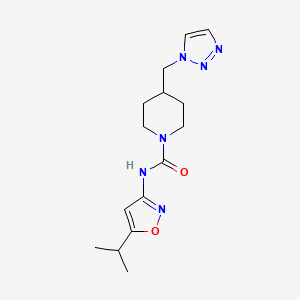 molecular formula C15H22N6O2 B7151797 N-(5-propan-2-yl-1,2-oxazol-3-yl)-4-(triazol-1-ylmethyl)piperidine-1-carboxamide 