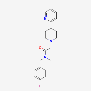 molecular formula C20H24FN3O B7152263 N-[(4-fluorophenyl)methyl]-N-methyl-2-(4-pyridin-2-ylpiperidin-1-yl)acetamide 