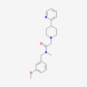 molecular formula C21H27N3O2 B7152272 N-[(3-methoxyphenyl)methyl]-N-methyl-2-(4-pyridin-2-ylpiperidin-1-yl)acetamide 