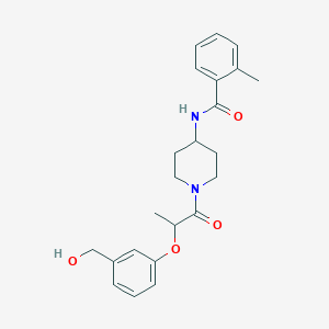 molecular formula C23H28N2O4 B7152299 N-[1-[2-[3-(hydroxymethyl)phenoxy]propanoyl]piperidin-4-yl]-2-methylbenzamide 
