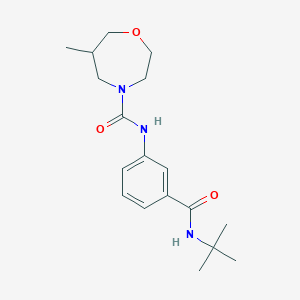 molecular formula C18H27N3O3 B7152342 N-[3-(tert-butylcarbamoyl)phenyl]-6-methyl-1,4-oxazepane-4-carboxamide 