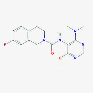 molecular formula C17H20FN5O2 B7152348 N-[4-(dimethylamino)-6-methoxypyrimidin-5-yl]-7-fluoro-3,4-dihydro-1H-isoquinoline-2-carboxamide 