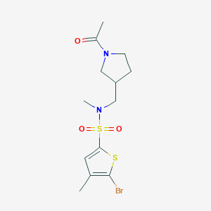 molecular formula C13H19BrN2O3S2 B7152388 N-[(1-acetylpyrrolidin-3-yl)methyl]-5-bromo-N,4-dimethylthiophene-2-sulfonamide 