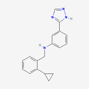 molecular formula C18H18N4 B7152419 N-[(2-cyclopropylphenyl)methyl]-3-(1H-1,2,4-triazol-5-yl)aniline 