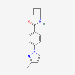 molecular formula C16H19N3O B7152427 N-(1-methylcyclobutyl)-4-(3-methylpyrazol-1-yl)benzamide 