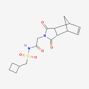 molecular formula C16H20N2O5S B7152517 N-(cyclobutylmethylsulfonyl)-2-(3,5-dioxo-4-azatricyclo[5.2.1.02,6]dec-8-en-4-yl)acetamide 