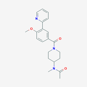 molecular formula C21H25N3O3 B7152565 N-[1-(4-methoxy-3-pyridin-2-ylbenzoyl)piperidin-4-yl]-N-methylacetamide 