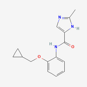 molecular formula C15H17N3O2 B7152594 N-[2-(cyclopropylmethoxy)phenyl]-2-methyl-1H-imidazole-5-carboxamide 