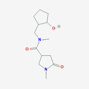 molecular formula C13H22N2O3 B7152599 N-[(2-hydroxycyclopentyl)methyl]-N,1-dimethyl-5-oxopyrrolidine-3-carboxamide 