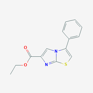 molecular formula C14H12N2O2S B071526 3-Phenylimidazo[2,1-b]thiazole-6-carboxylic acid ethyl ester CAS No. 173605-72-6
