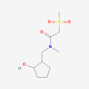molecular formula C10H19NO4S B7152601 N-[(2-hydroxycyclopentyl)methyl]-N-methyl-2-methylsulfonylacetamide 