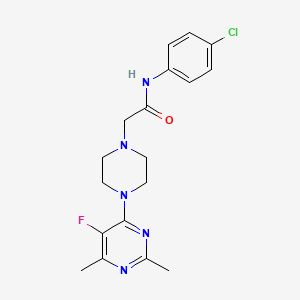 molecular formula C18H21ClFN5O B7152687 N-(4-chlorophenyl)-2-[4-(5-fluoro-2,6-dimethylpyrimidin-4-yl)piperazin-1-yl]acetamide 