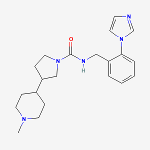 molecular formula C21H29N5O B7152731 N-[(2-imidazol-1-ylphenyl)methyl]-3-(1-methylpiperidin-4-yl)pyrrolidine-1-carboxamide 