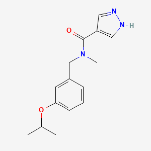 molecular formula C15H19N3O2 B7152742 N-methyl-N-[(3-propan-2-yloxyphenyl)methyl]-1H-pyrazole-4-carboxamide 