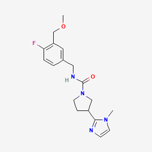 molecular formula C18H23FN4O2 B7152766 N-[[4-fluoro-3-(methoxymethyl)phenyl]methyl]-3-(1-methylimidazol-2-yl)pyrrolidine-1-carboxamide 