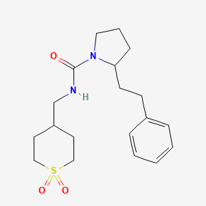 molecular formula C19H28N2O3S B7152795 N-[(1,1-dioxothian-4-yl)methyl]-2-(2-phenylethyl)pyrrolidine-1-carboxamide 