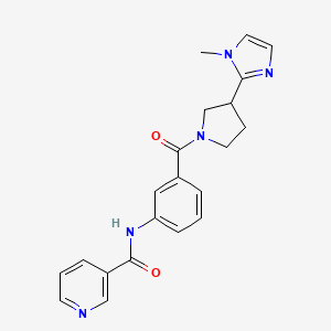 molecular formula C21H21N5O2 B7152856 N-[3-[3-(1-methylimidazol-2-yl)pyrrolidine-1-carbonyl]phenyl]pyridine-3-carboxamide 