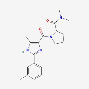 molecular formula C19H24N4O2 B7152992 N,N-dimethyl-1-[5-methyl-2-(3-methylphenyl)-1H-imidazole-4-carbonyl]pyrrolidine-2-carboxamide 