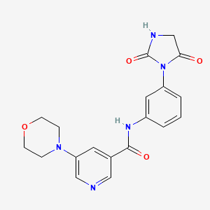 molecular formula C19H19N5O4 B7153039 N-[3-(2,5-dioxoimidazolidin-1-yl)phenyl]-5-morpholin-4-ylpyridine-3-carboxamide 